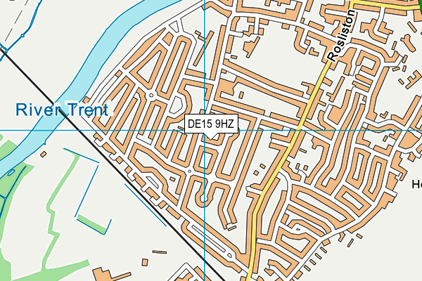 DE15 9HZ map - OS VectorMap District (Ordnance Survey)