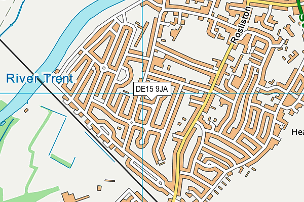 DE15 9JA map - OS VectorMap District (Ordnance Survey)