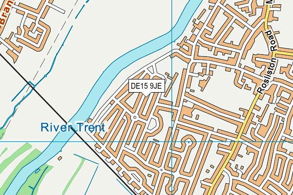 DE15 9JE map - OS VectorMap District (Ordnance Survey)