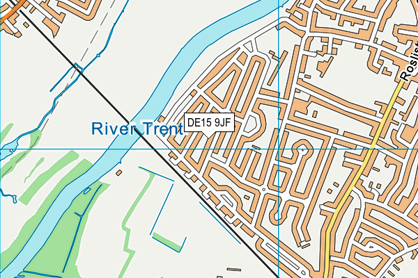 DE15 9JF map - OS VectorMap District (Ordnance Survey)