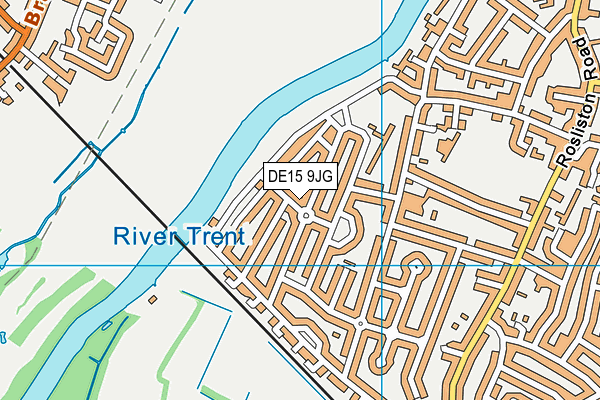 DE15 9JG map - OS VectorMap District (Ordnance Survey)