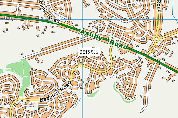 DE15 9JU map - OS VectorMap District (Ordnance Survey)