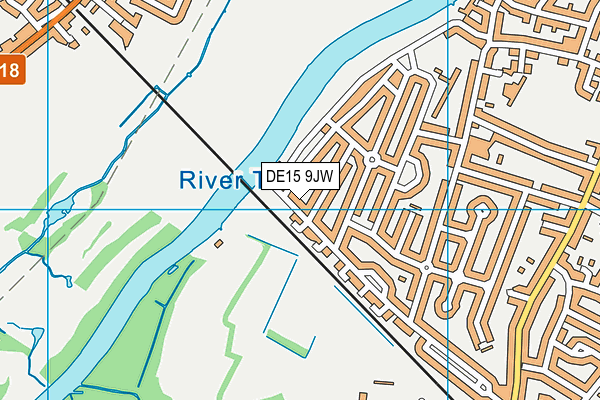 DE15 9JW map - OS VectorMap District (Ordnance Survey)