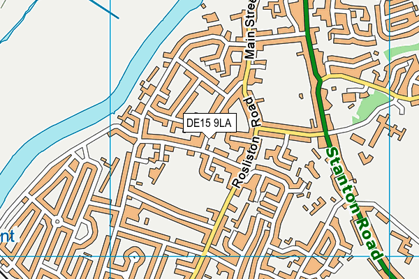 DE15 9LA map - OS VectorMap District (Ordnance Survey)