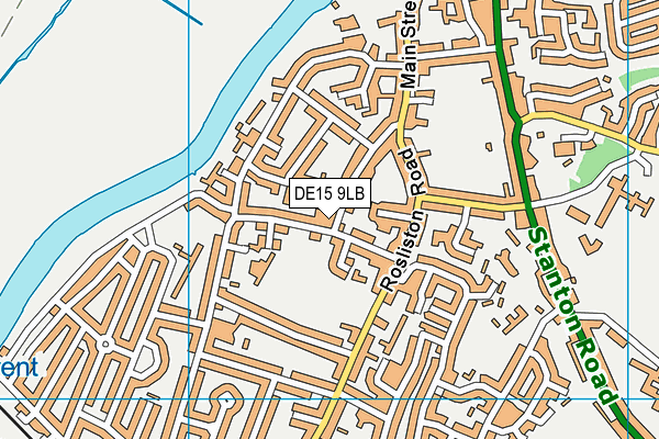 DE15 9LB map - OS VectorMap District (Ordnance Survey)