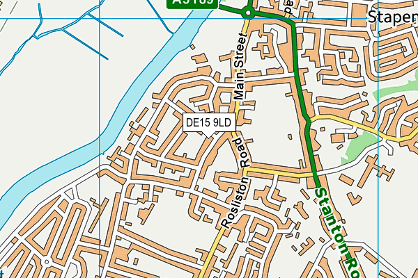 DE15 9LD map - OS VectorMap District (Ordnance Survey)