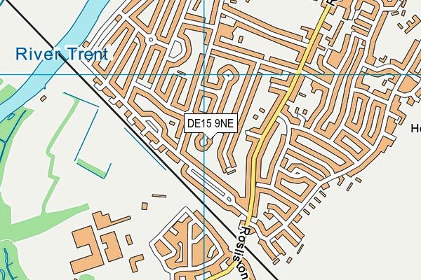 DE15 9NE map - OS VectorMap District (Ordnance Survey)