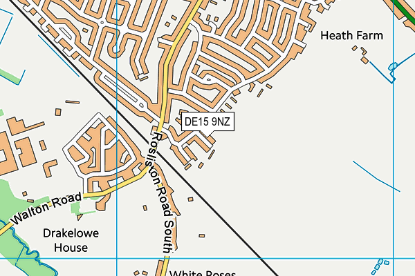 DE15 9NZ map - OS VectorMap District (Ordnance Survey)