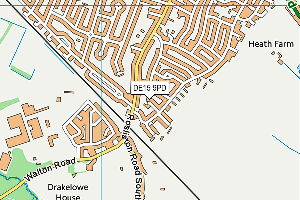 DE15 9PD map - OS VectorMap District (Ordnance Survey)