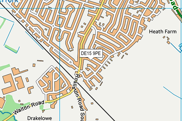 DE15 9PE map - OS VectorMap District (Ordnance Survey)