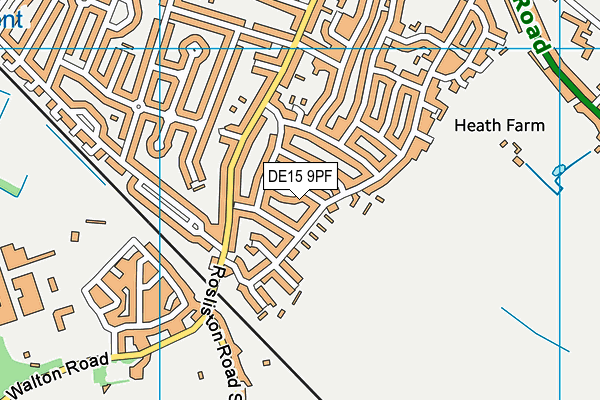 DE15 9PF map - OS VectorMap District (Ordnance Survey)