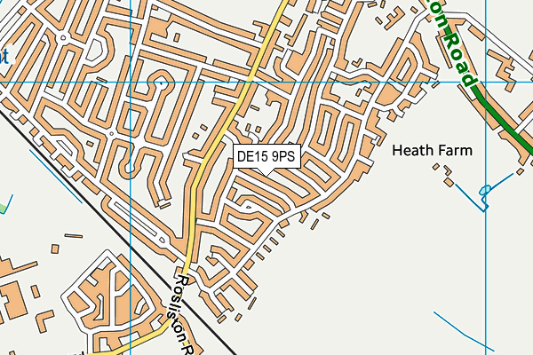 DE15 9PS map - OS VectorMap District (Ordnance Survey)