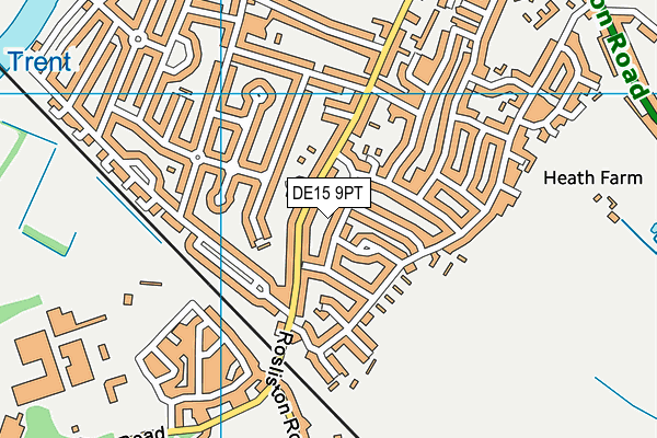 DE15 9PT map - OS VectorMap District (Ordnance Survey)