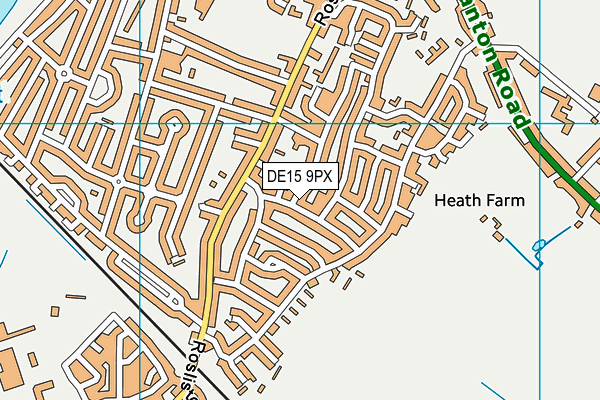 DE15 9PX map - OS VectorMap District (Ordnance Survey)