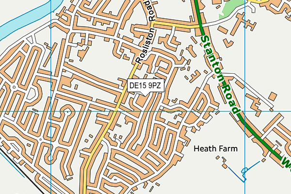 DE15 9PZ map - OS VectorMap District (Ordnance Survey)