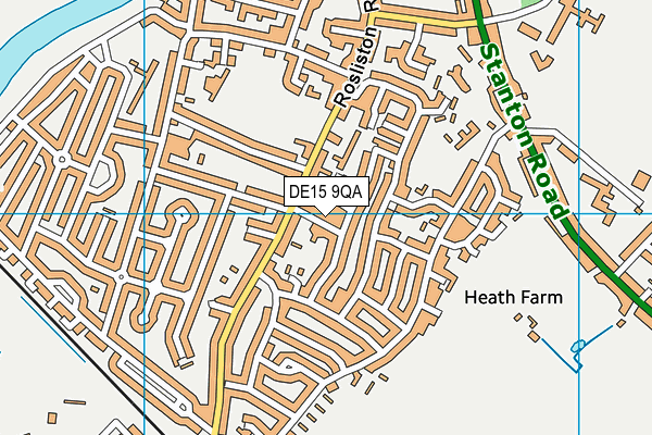 DE15 9QA map - OS VectorMap District (Ordnance Survey)