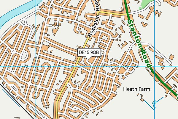DE15 9QB map - OS VectorMap District (Ordnance Survey)