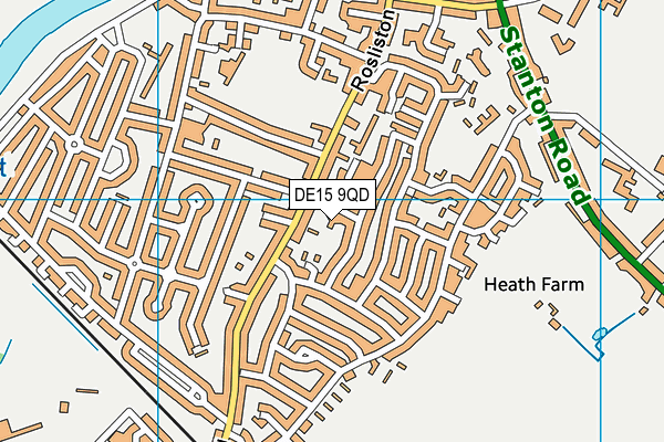DE15 9QD map - OS VectorMap District (Ordnance Survey)