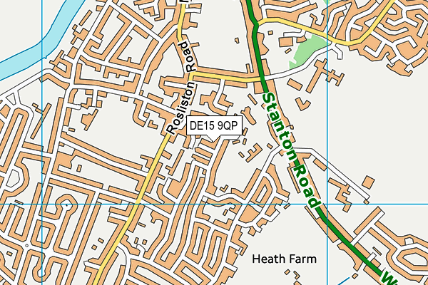DE15 9QP map - OS VectorMap District (Ordnance Survey)