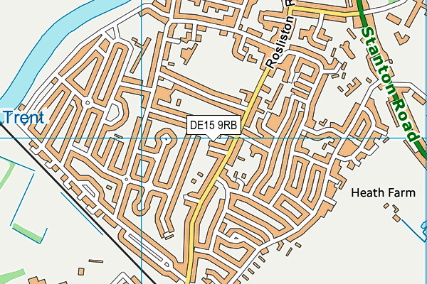 DE15 9RB map - OS VectorMap District (Ordnance Survey)