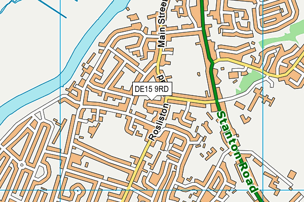 DE15 9RD map - OS VectorMap District (Ordnance Survey)