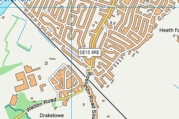 DE15 9RE map - OS VectorMap District (Ordnance Survey)