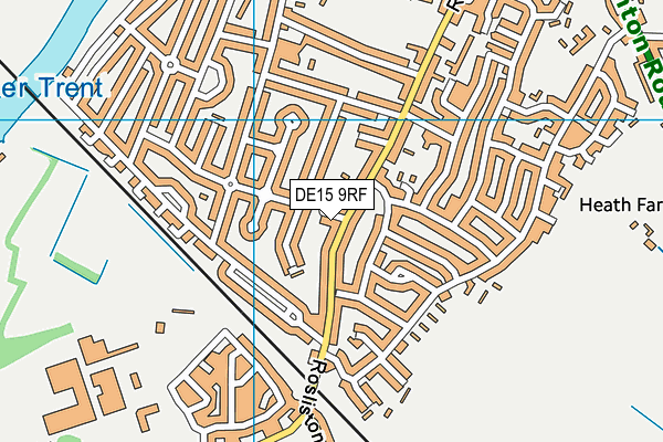 DE15 9RF map - OS VectorMap District (Ordnance Survey)