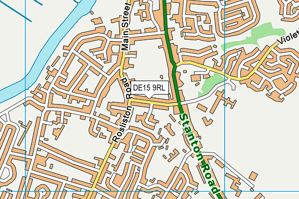 DE15 9RL map - OS VectorMap District (Ordnance Survey)