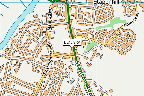 DE15 9RP map - OS VectorMap District (Ordnance Survey)