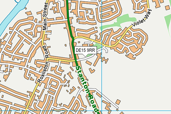 DE15 9RR map - OS VectorMap District (Ordnance Survey)