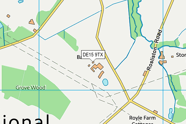 DE15 9TX map - OS VectorMap District (Ordnance Survey)