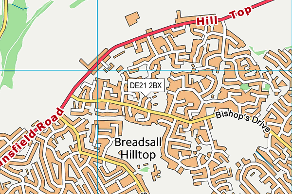 DE21 2BX map - OS VectorMap District (Ordnance Survey)