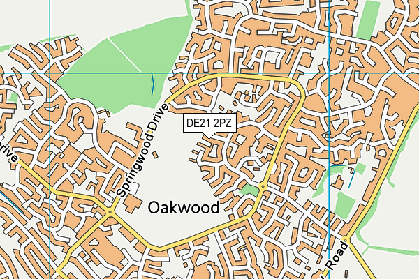 DE21 2PZ map - OS VectorMap District (Ordnance Survey)