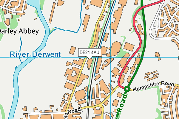 DE21 4AU map - OS VectorMap District (Ordnance Survey)