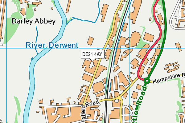 DE21 4AY map - OS VectorMap District (Ordnance Survey)