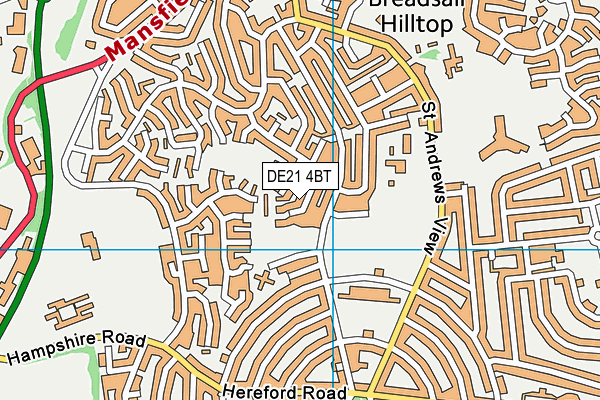 DE21 4BT map - OS VectorMap District (Ordnance Survey)