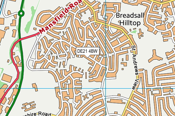 DE21 4BW map - OS VectorMap District (Ordnance Survey)