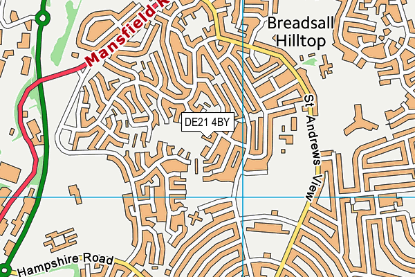 DE21 4BY map - OS VectorMap District (Ordnance Survey)