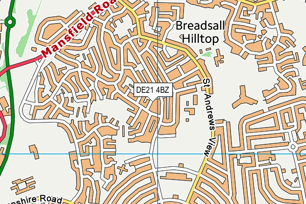 DE21 4BZ map - OS VectorMap District (Ordnance Survey)