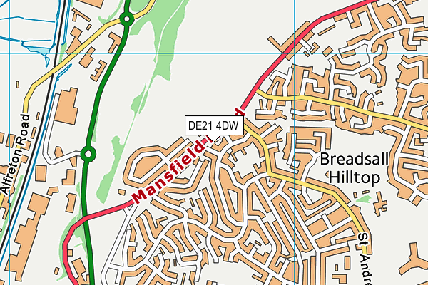 DE21 4DW map - OS VectorMap District (Ordnance Survey)