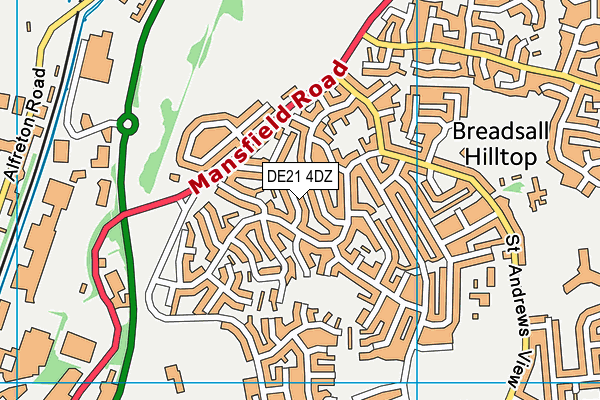 DE21 4DZ map - OS VectorMap District (Ordnance Survey)