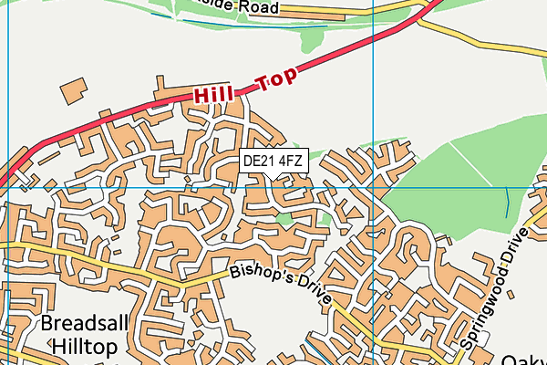DE21 4FZ map - OS VectorMap District (Ordnance Survey)