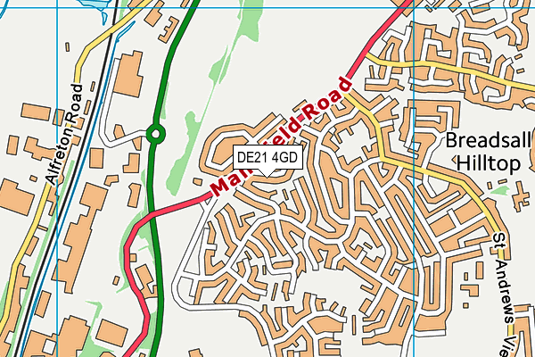 DE21 4GD map - OS VectorMap District (Ordnance Survey)