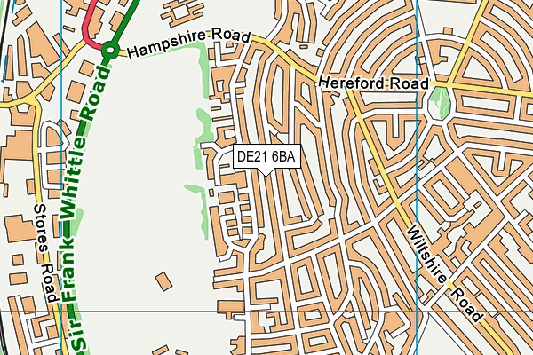 DE21 6BA map - OS VectorMap District (Ordnance Survey)