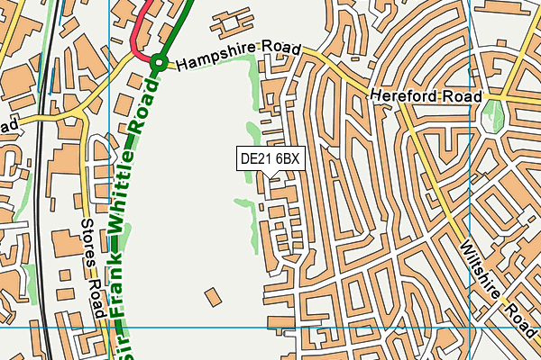 DE21 6BX map - OS VectorMap District (Ordnance Survey)