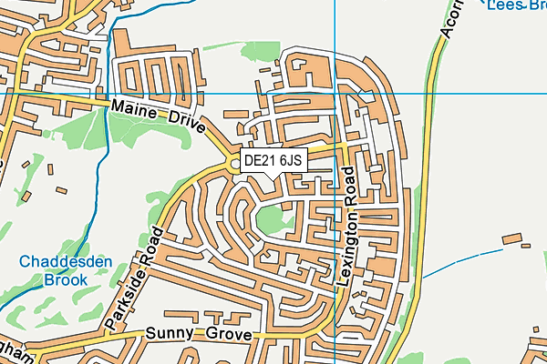 DE21 6JS map - OS VectorMap District (Ordnance Survey)