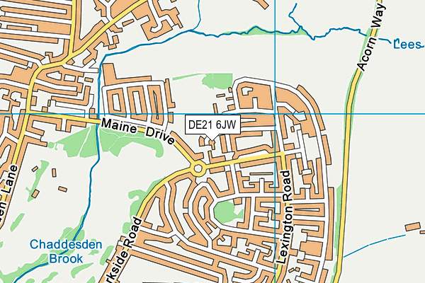 DE21 6JW map - OS VectorMap District (Ordnance Survey)