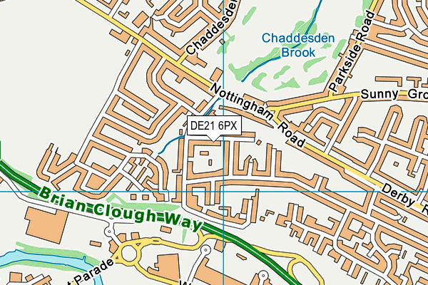 DE21 6PX map - OS VectorMap District (Ordnance Survey)