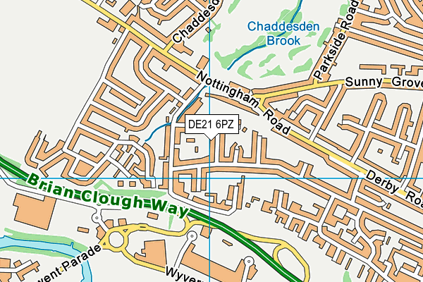 DE21 6PZ map - OS VectorMap District (Ordnance Survey)