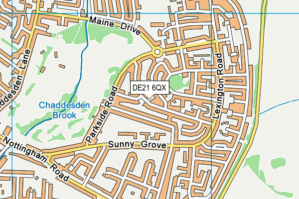 DE21 6QX map - OS VectorMap District (Ordnance Survey)